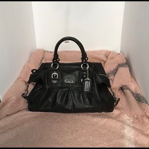 Coach Ashley Black Leather Satchel Bag Purse.